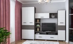 Шкаф двустворчатый с зеркалом и ящиками В24 Виора, Ясень Анкор