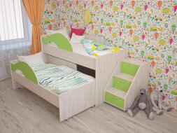 Кровать детская Матрешка (Радуга) 1,6 м. Лайм